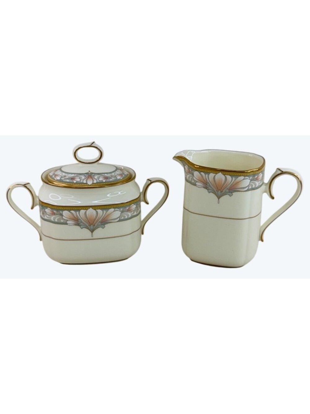 Noritake Bone China Barrymore 9737 Creamer and Sugar with Lid